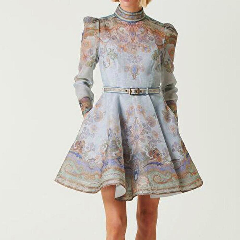 Zimmermann    Eden Belted Long Sleeve Linen & Silk Minidress